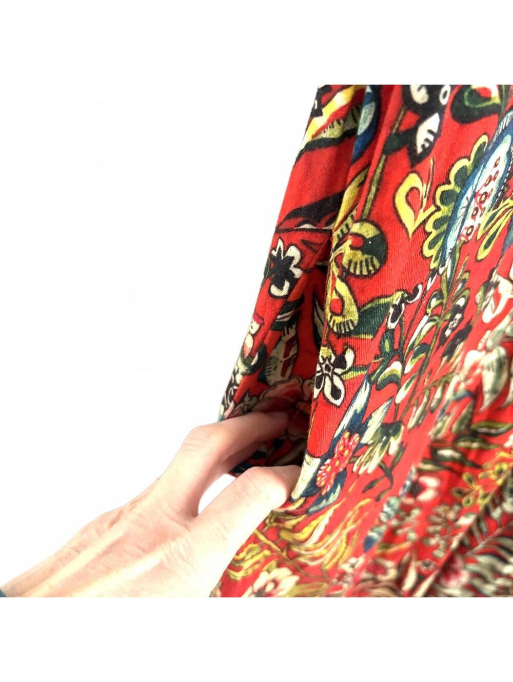 Soft Surroundings | Sleeveless V Neck Maxi Dress Red Yellow Tropical Floral 1X - Picture 4 of 9